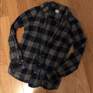 J.Crew Navy & Grey Plaid Shirt (Size XS)